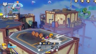 Rayman performing a dash against three Goombas