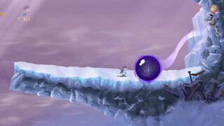 The end of the level, where the cage and stone man are.