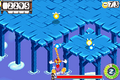 Rayman using the Throttle Copter to cross the bottomless pit