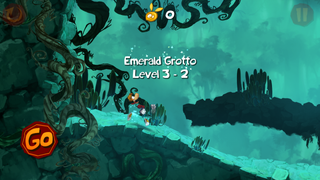 The start of the level Emerald Grotto.