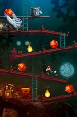 A Sharkman in a parody of Donkey Kong