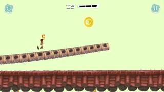 Rayman on a flute snake in the unused Wild, Wild East level for Rayman Adventures.