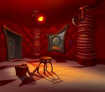 Official artwork of one of the closed rooms of the asylum with a different illumination