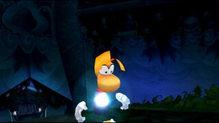 The symbol on Rayman's chest reacting to the one on the pillar containing the Mask.