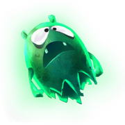 Detailed view of a green ghost