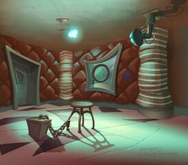 Official artwork of one of the closed rooms of the asylum