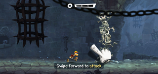The game teaching the player to attack forward.