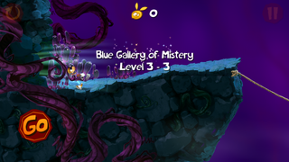 The start of the level Blue Gallery of Mistery.