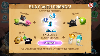 The game prompting the player to sign in to Facebook.