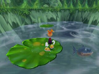 A piranha swimming in Rayman 2.