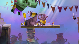 A brown Luchador falling down in Lucha Libre Get Away