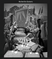 Concept art of a gate in Picture City.