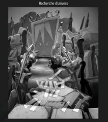 Concept art of a gate in Picture City.