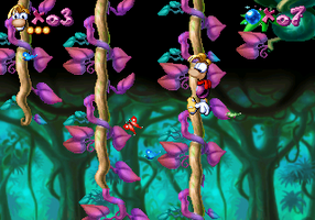 Differently coloured lianas in the Atari Jaguar version.