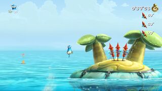 The level ends on the mysterious inflatable island.