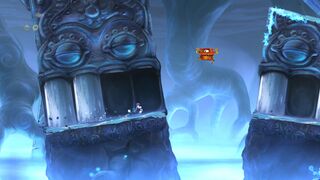 Teeth-shaped structures attempt to crush the player.