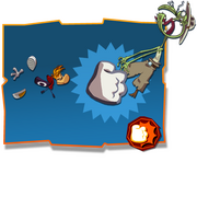 The tutorial for attacking, which shows Rayman using a charged attack against a Lividstone