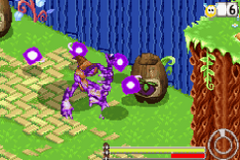 Reflux's clone attacking with purple energy orbs.