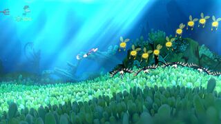 Raymesis swimming towards a row of Lums