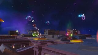 An enemy bouncing after being hit by Rayman's Vortex Blaster