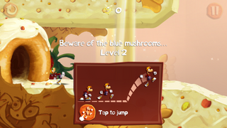 The start of the level Beware of the blue mushrooms...