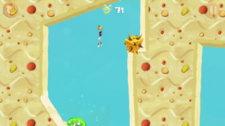 Rayman bouncing upwards