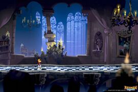 Rayman inside the castle in Drak's Nightmare