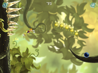 Rayman wall-jumping past spikes