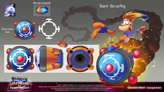Artwork of Rayman using the Rocket Ride